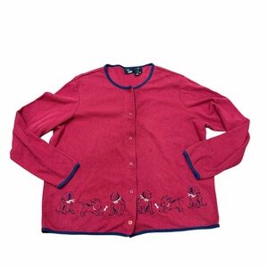 ❤️ Ms. Lee Women’s Burgundy Red Sweater | Puppy Dog Embroidery | Size 1X ❤️